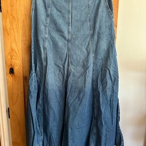 We the Free Catch the Sun Denim Maxi Skirt 32 Free People